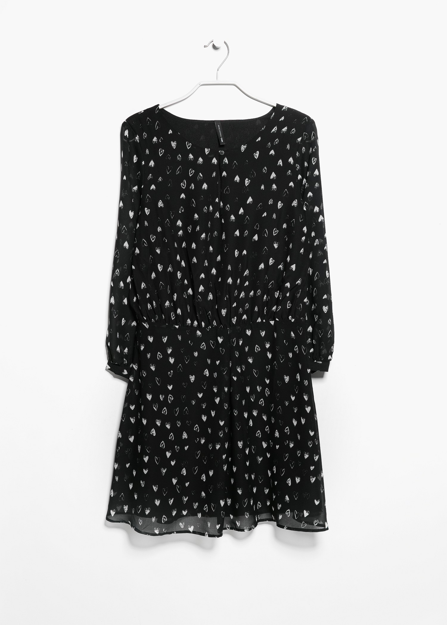 black dress with white hearts