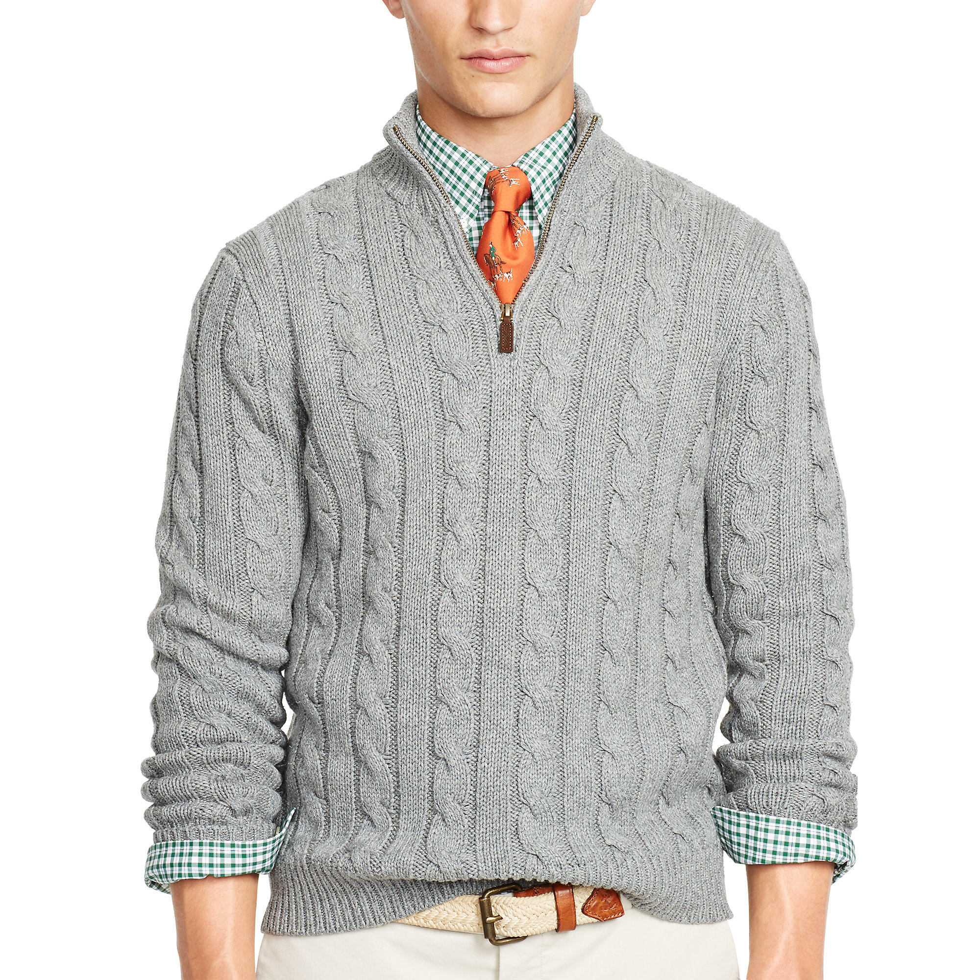 Lyst - Polo Ralph Lauren Tussah Silk Half-zip Sweater in Gray for Men