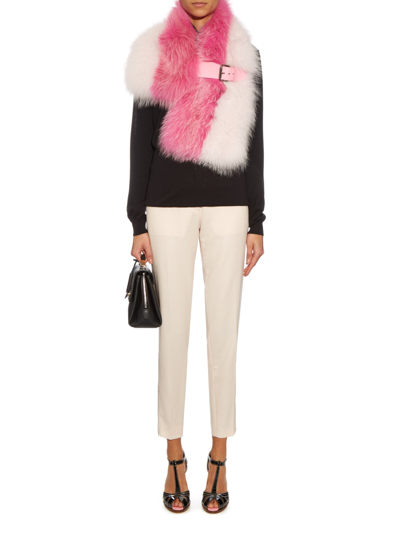 Fendi Bi-colour Fox-fur Stole in Pink | Lyst