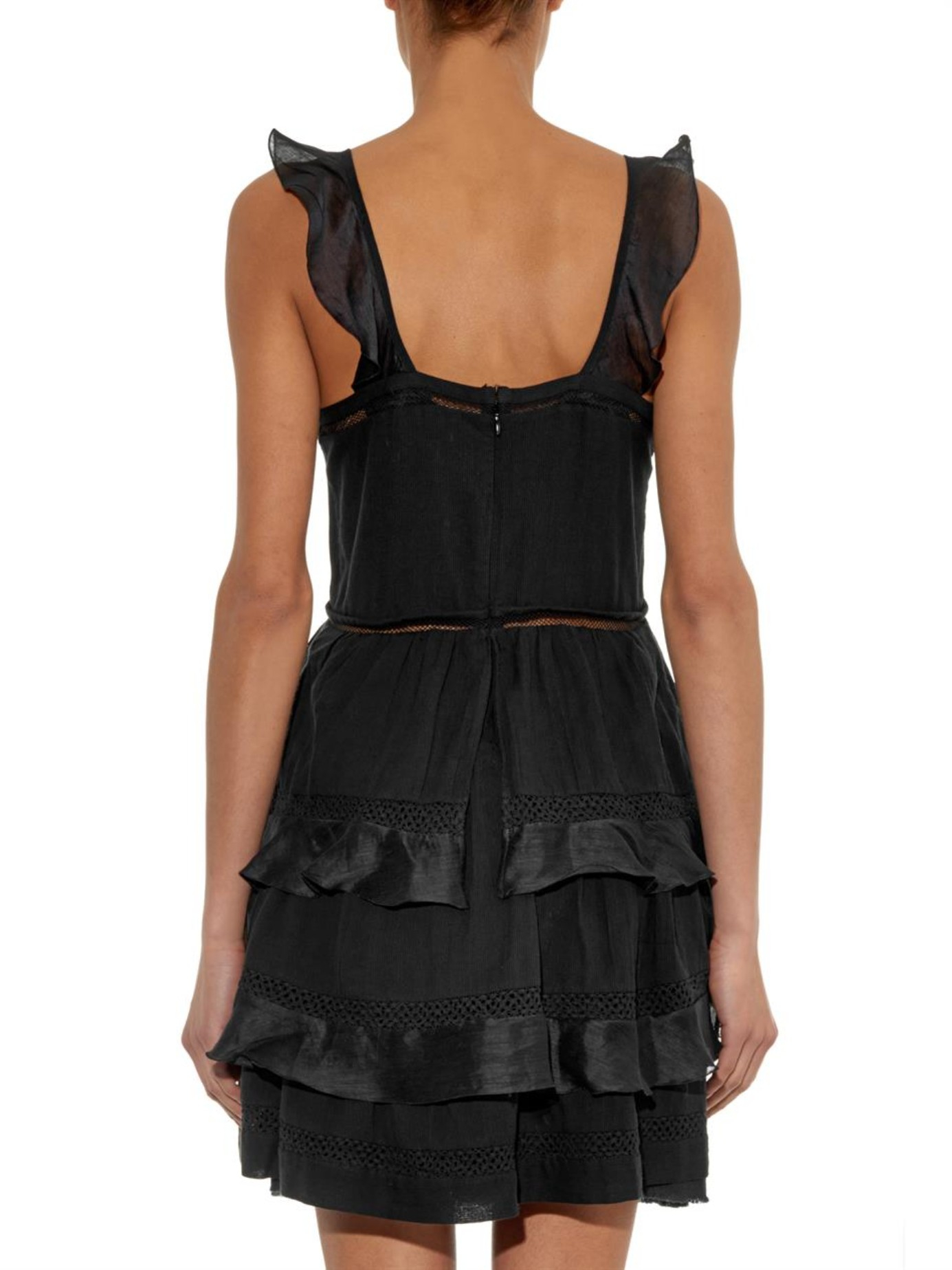 Étoile Isabel Marant Casey Ruffled Cotton-blend Voile Dress in Black - Lyst