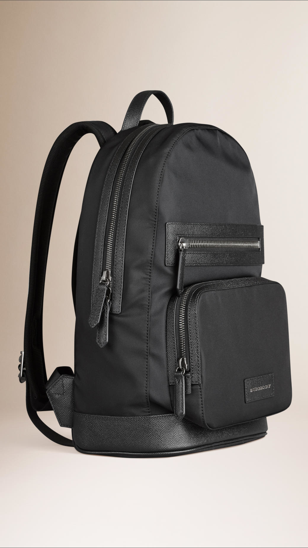 Burberry Leather Detail Nylon Backpack Black for Men - Lyst