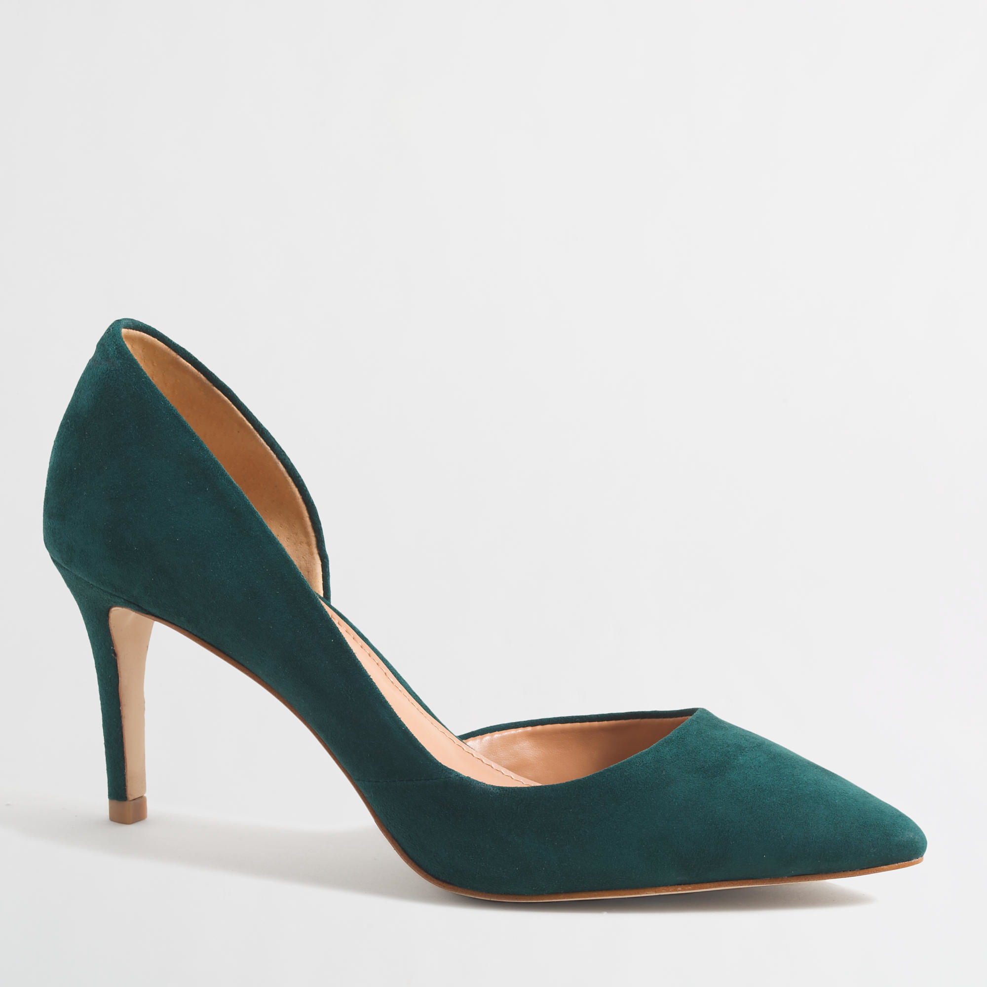 green suede pump