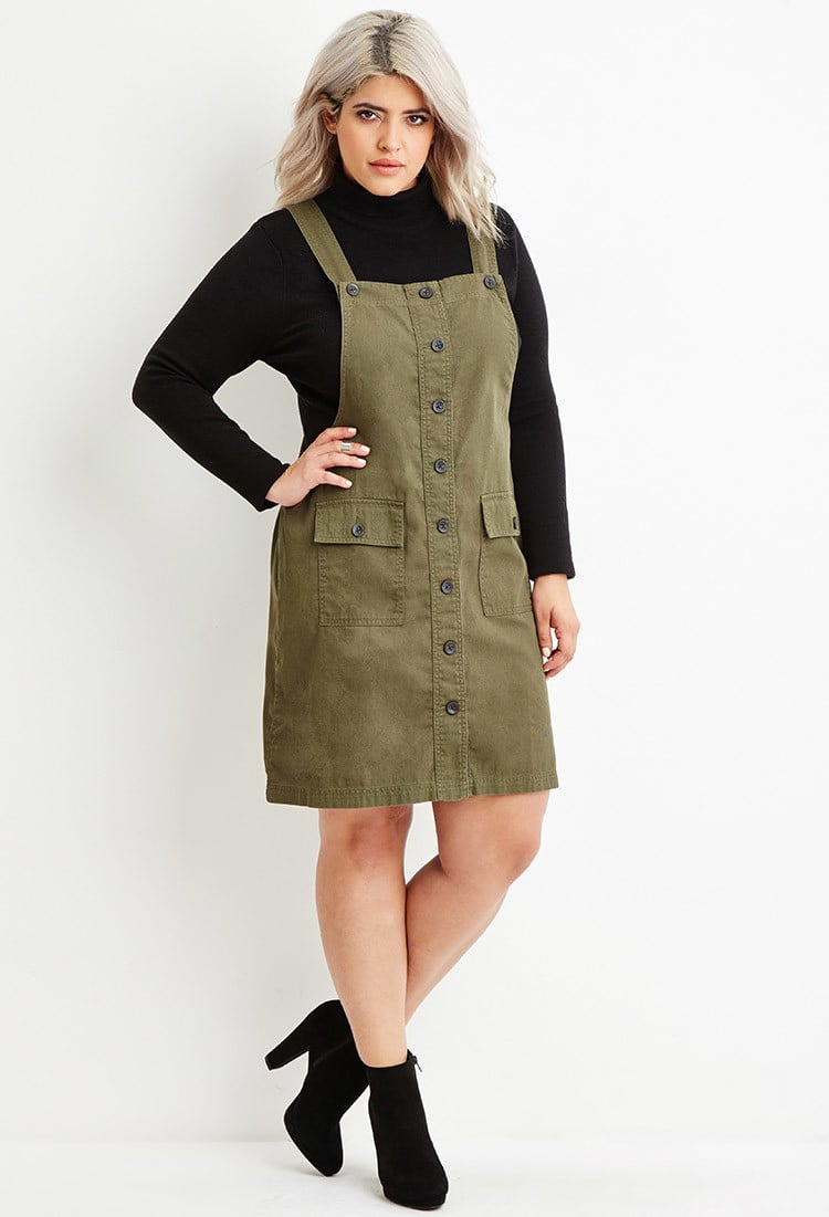 Cotton Plus Size Cargo Overall Dress ...