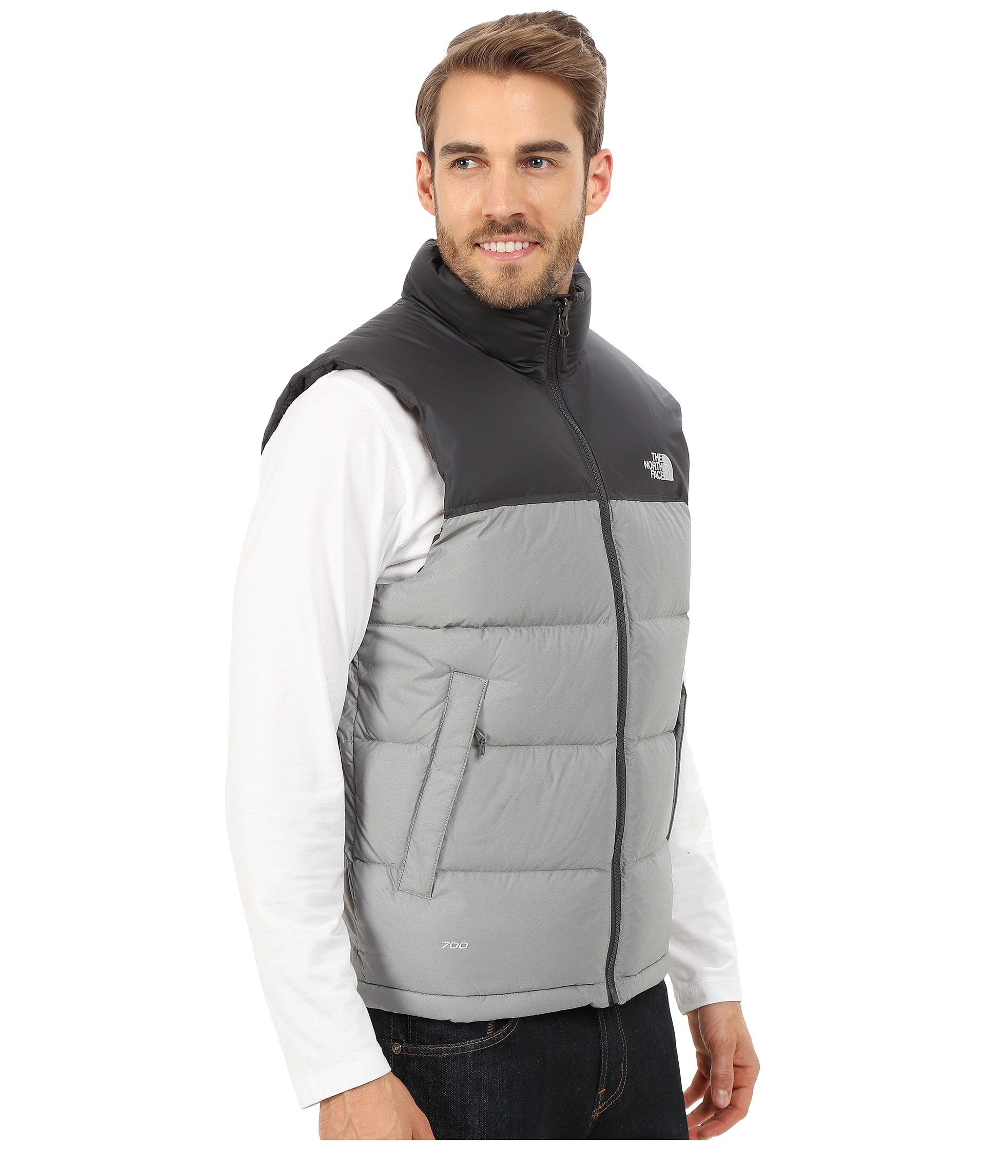 The North Face Nuptse Vest in Gray for Men | Lyst