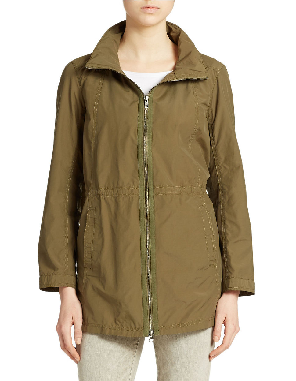Eileen Fisher Organic Cotton Blend Rain Jacket in Khaki (Olive) Lyst