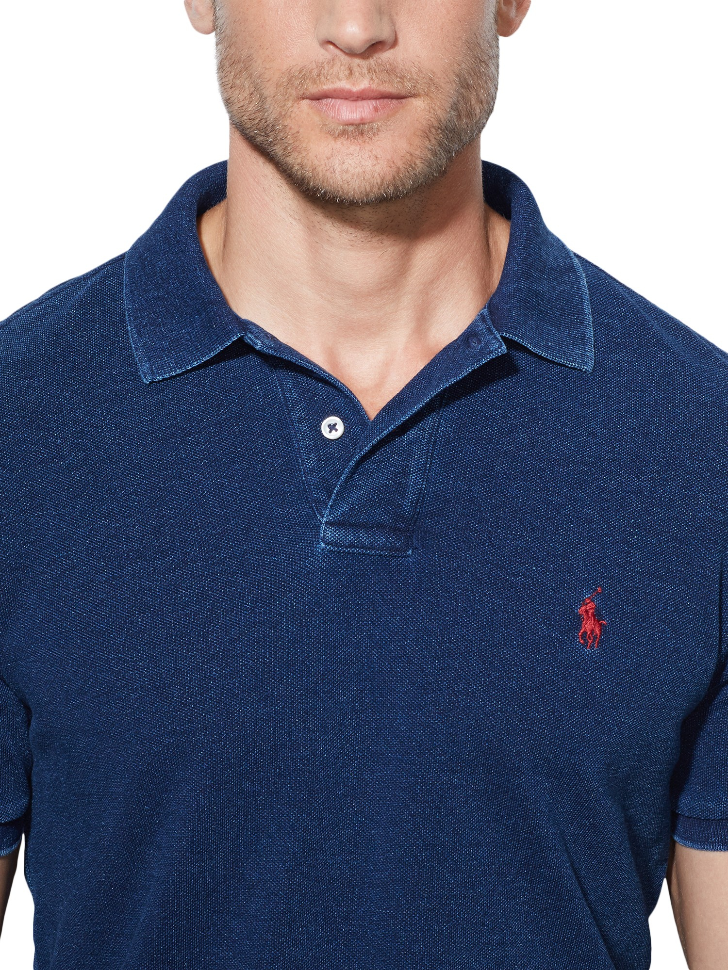 indigo blue polo shirt