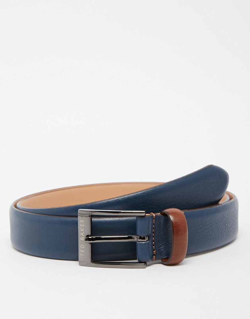Lyst - Ted Baker Leather Belt in Blue for Men