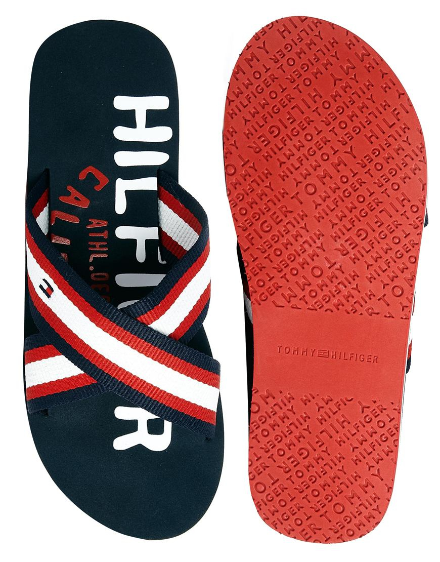 hilfiger flip flops mens