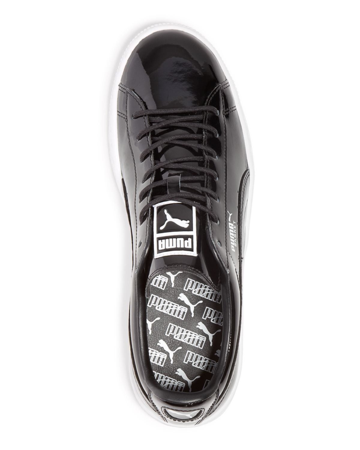 PUMA Basket Patent Leather Sneakers in Black/White (Black) for Men | Lyst