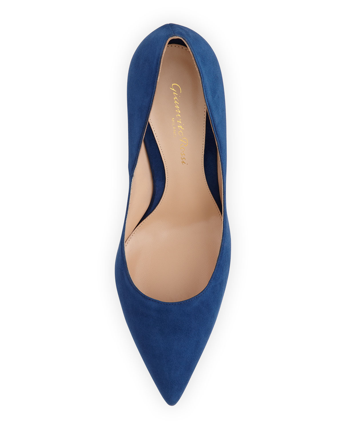 Lyst Gianvito Rossi Suede Pointtoe Pump Navy in Blue
