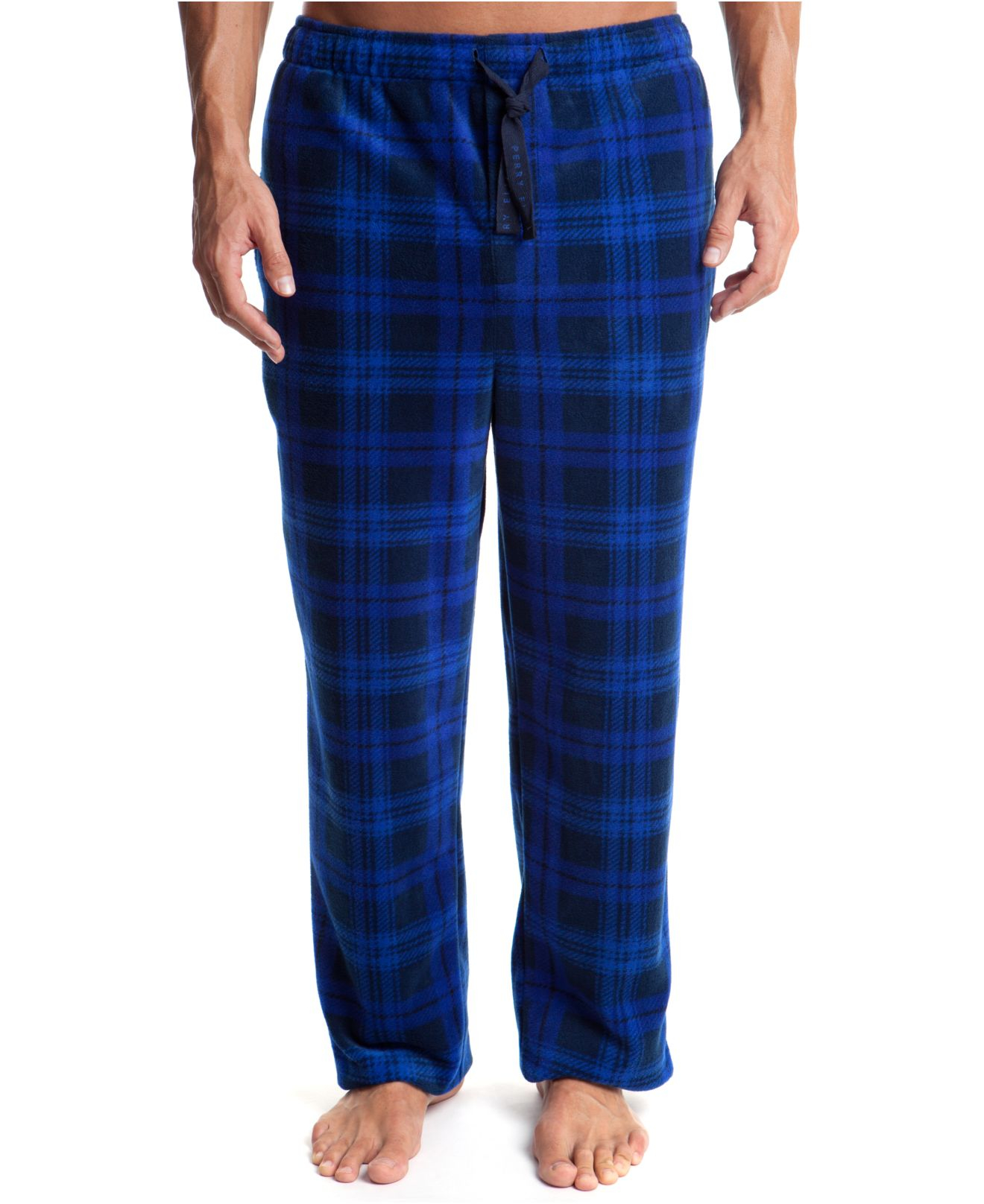 Perry ellis Men'S Plaid Fleece Pajama Pants in Blue for Men | Lyst