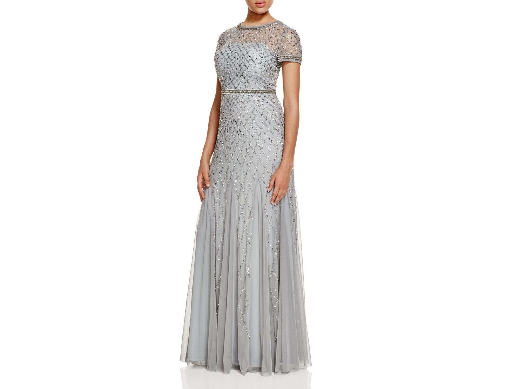 adrianna papell silver gown