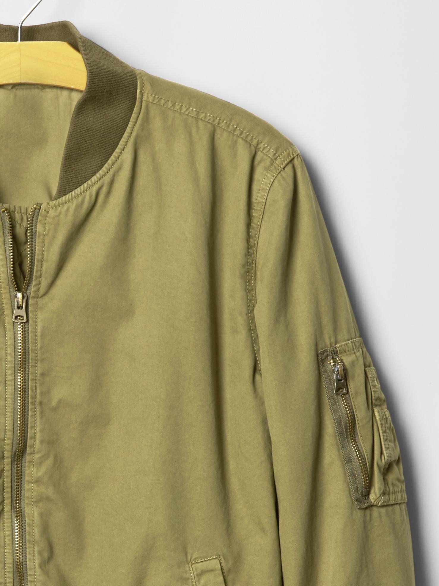 green canvas bomber jacket