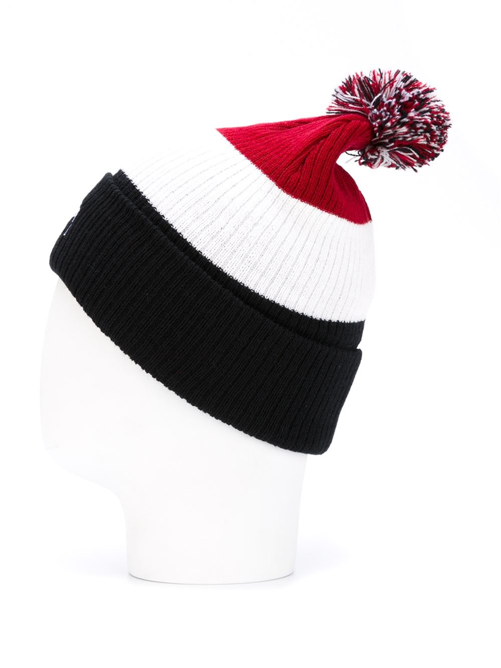 Stussy Striped Pompom Beanie Hat in 