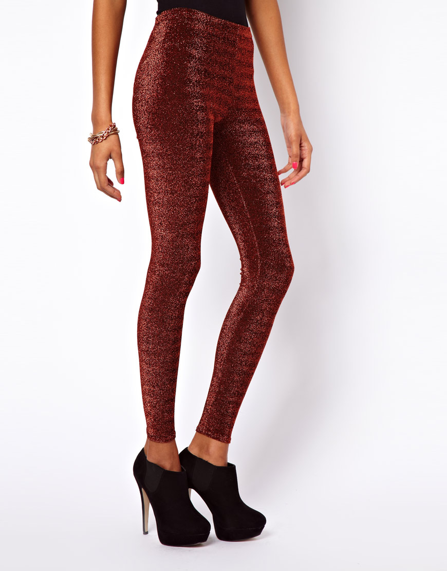 ASOS Leggings In Lurex in Green Lyst