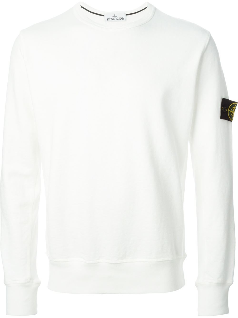 Stone Island Crew Neck Sweatshirt In White For Men Lyst [ 1334 x 1000 Pixel ]