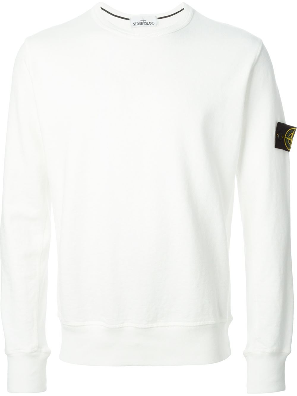 Stone Island Crew Neck Sweatshirt in White for Men | Lyst