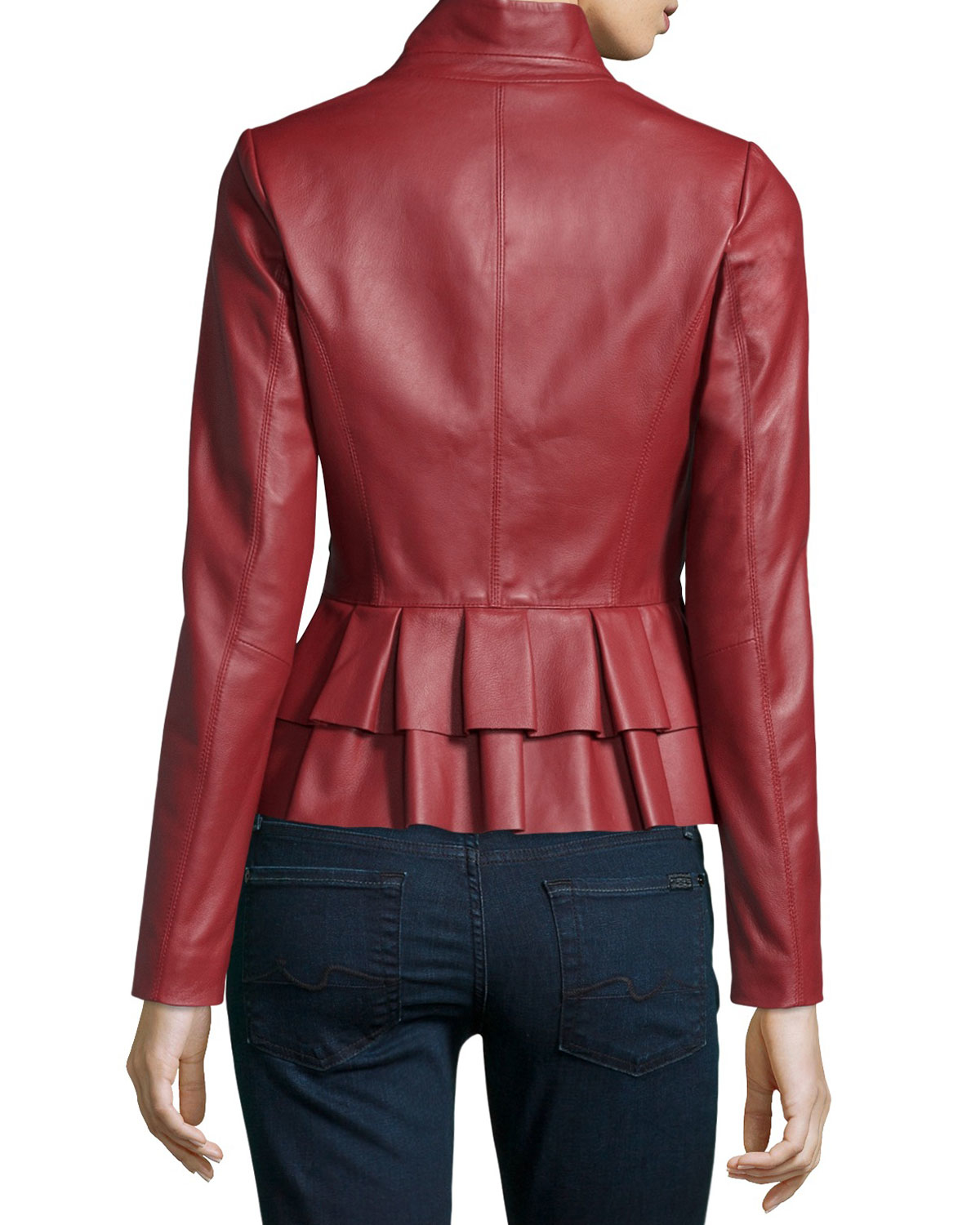 Lyst - Bagatelle Leather Peplum-back Blazer in Red