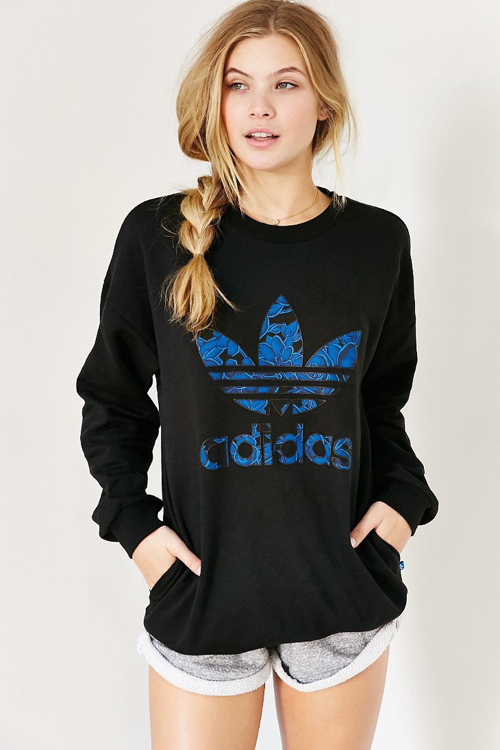 Lyst - Adidas Originals Blue Floral Sweatshirt in Blue