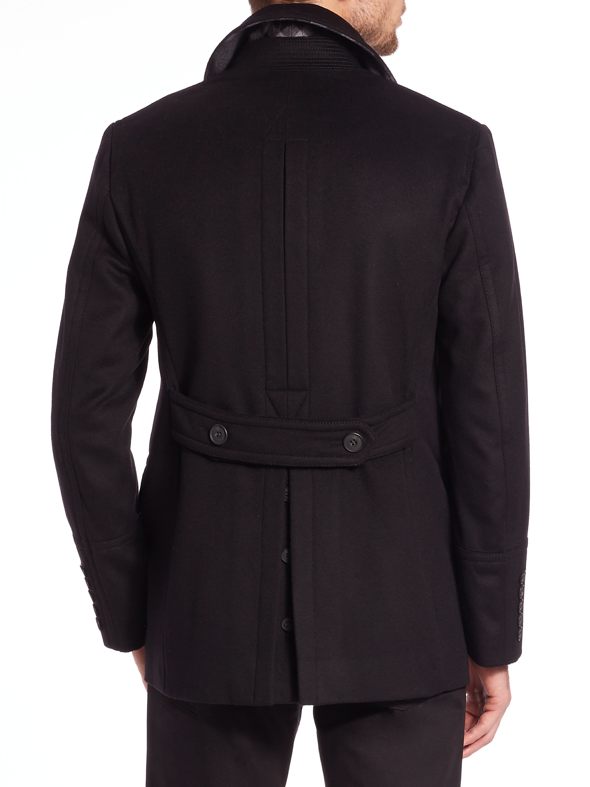 Burberry Bateson Virgin Wool & Cashmere Peacoat in Black for Men - Lyst