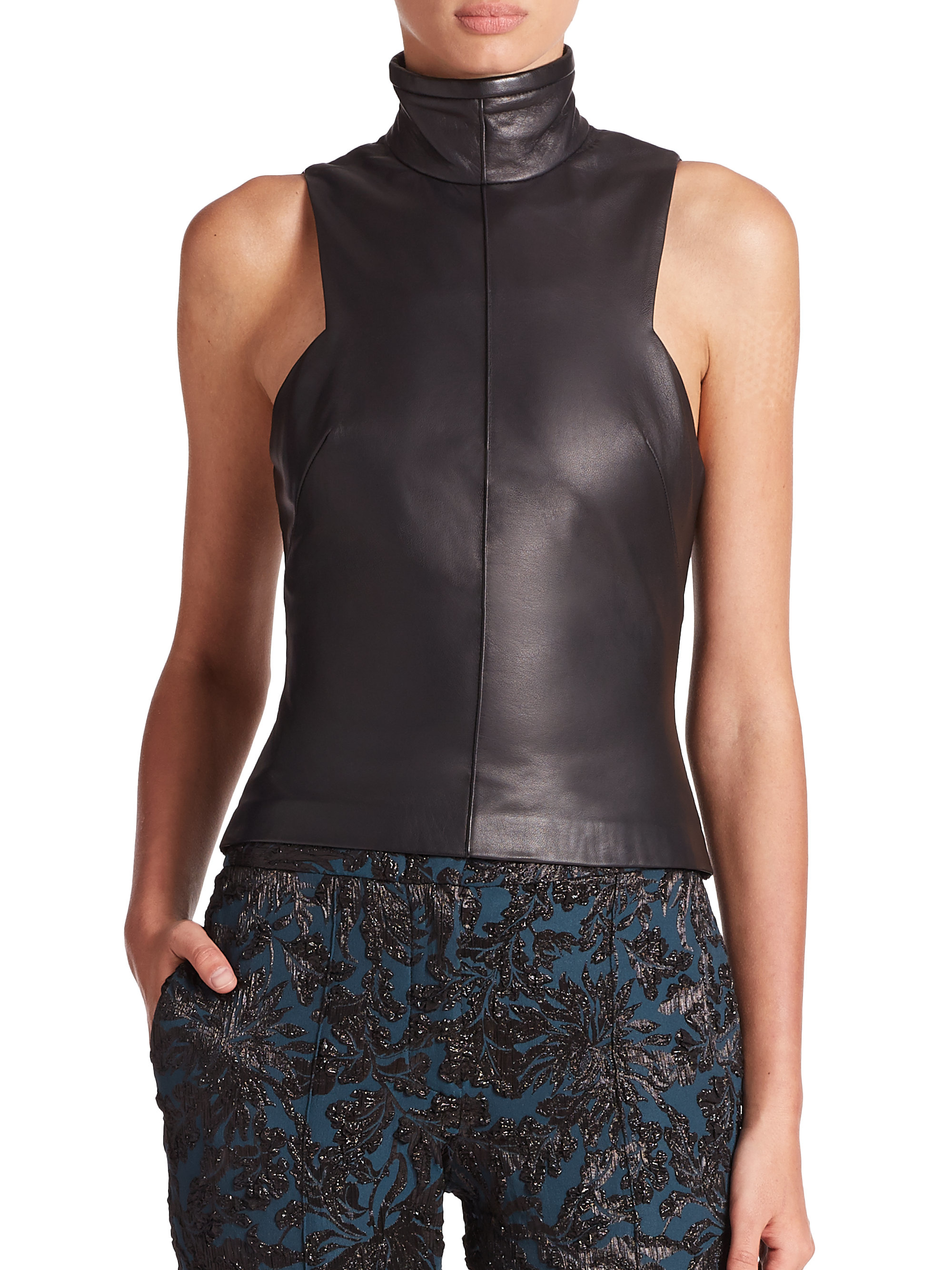 leather turtleneck