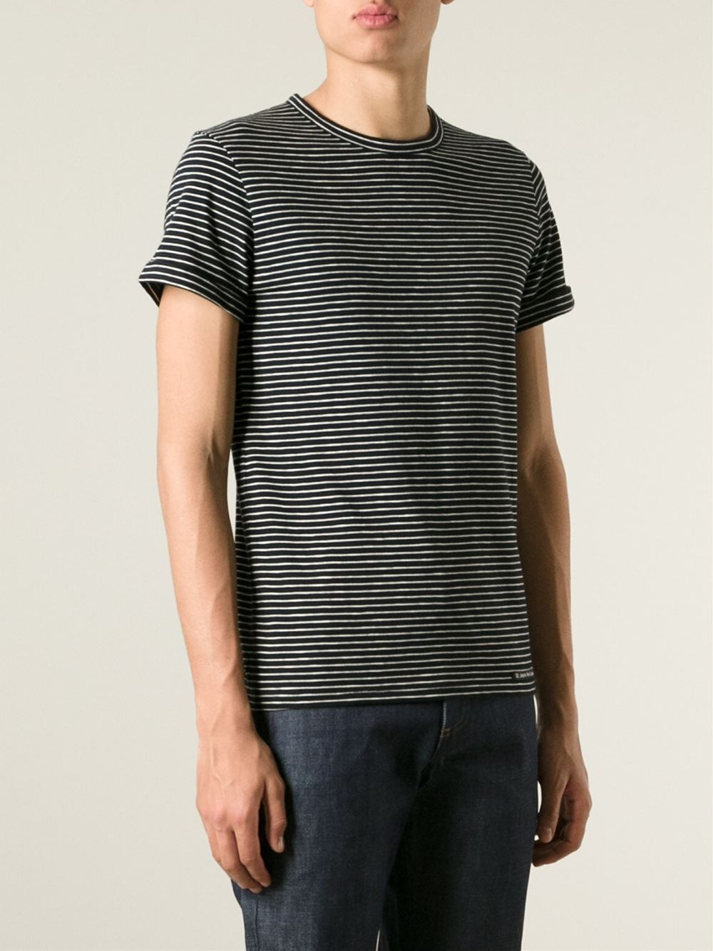 A.P.C. Striped T-Shirt in Black for Men | Lyst