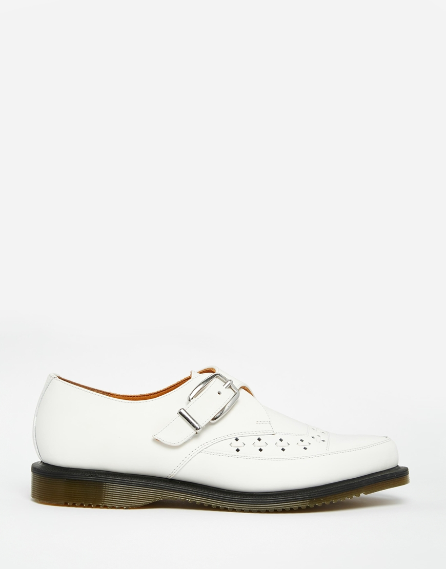 Dr. Martens Leather Rousden Monk Strap Creeper Shoes in White for Men | Lyst