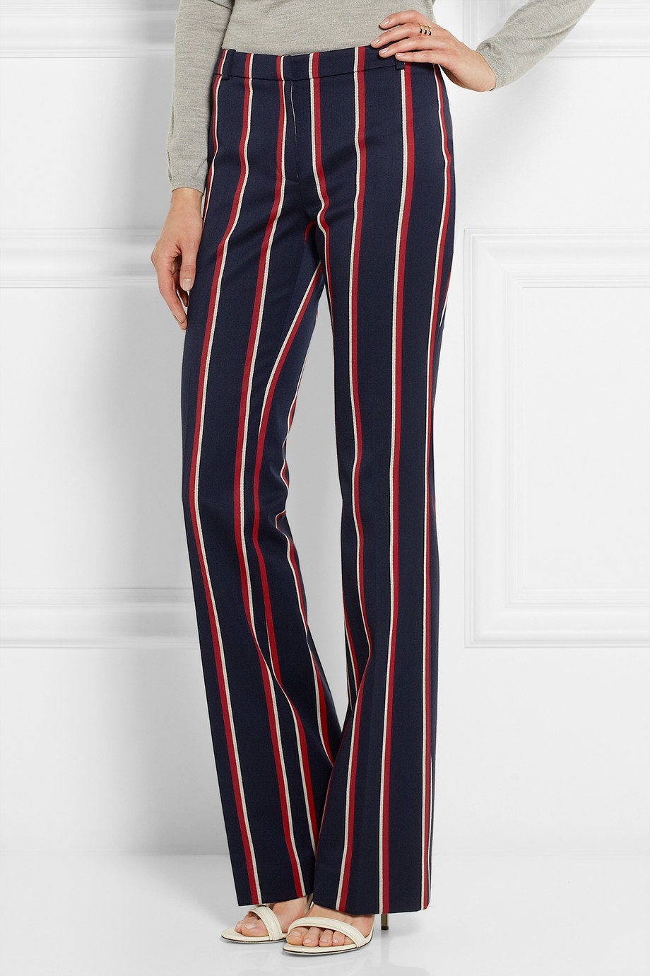 striped bootcut pants