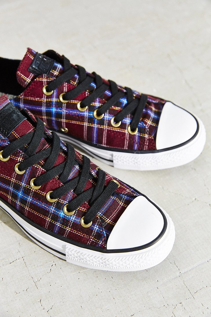 Converse Chuck Taylor All Star Plaid Low Top Sneaker in Purple | Lyst
