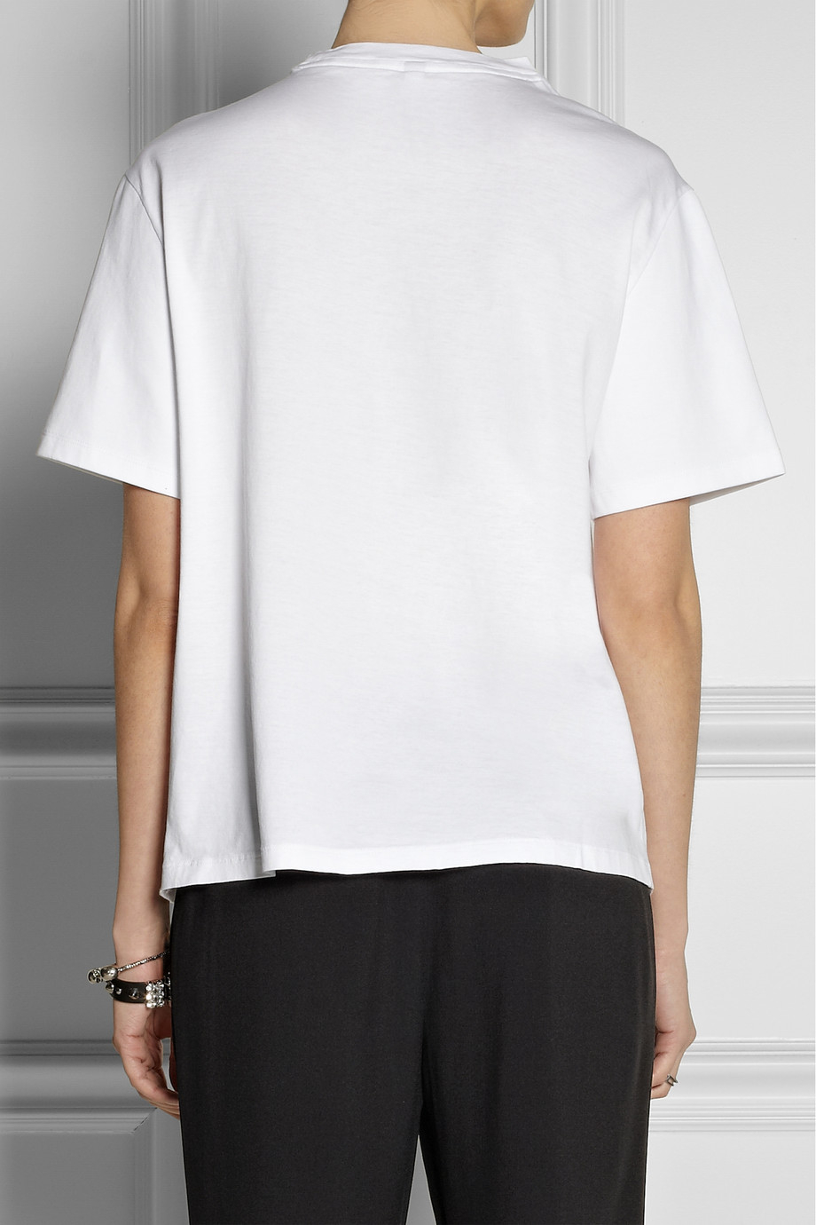 Neil barrett Faux Leather-paneled Cotton-jersey T-shirt in Black | Lyst