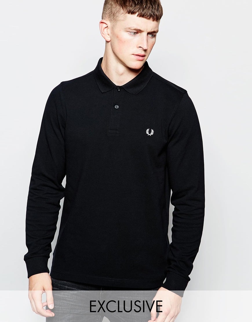 fred perry black long sleeve polo