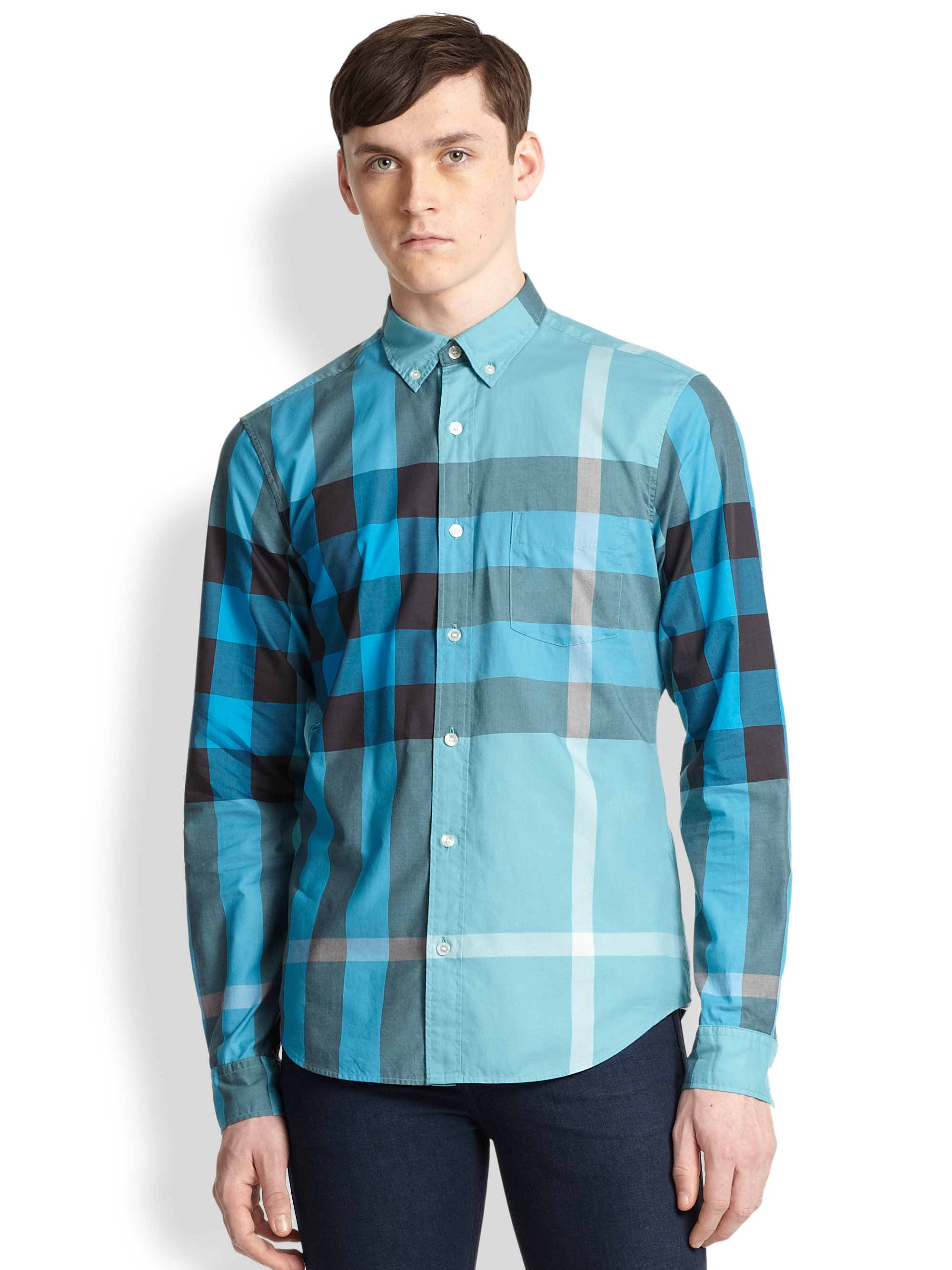 Burberry exploded check men's shirt sale