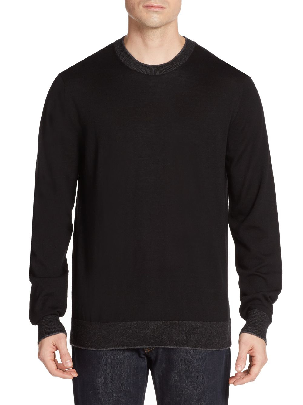 black crewneck sweater
