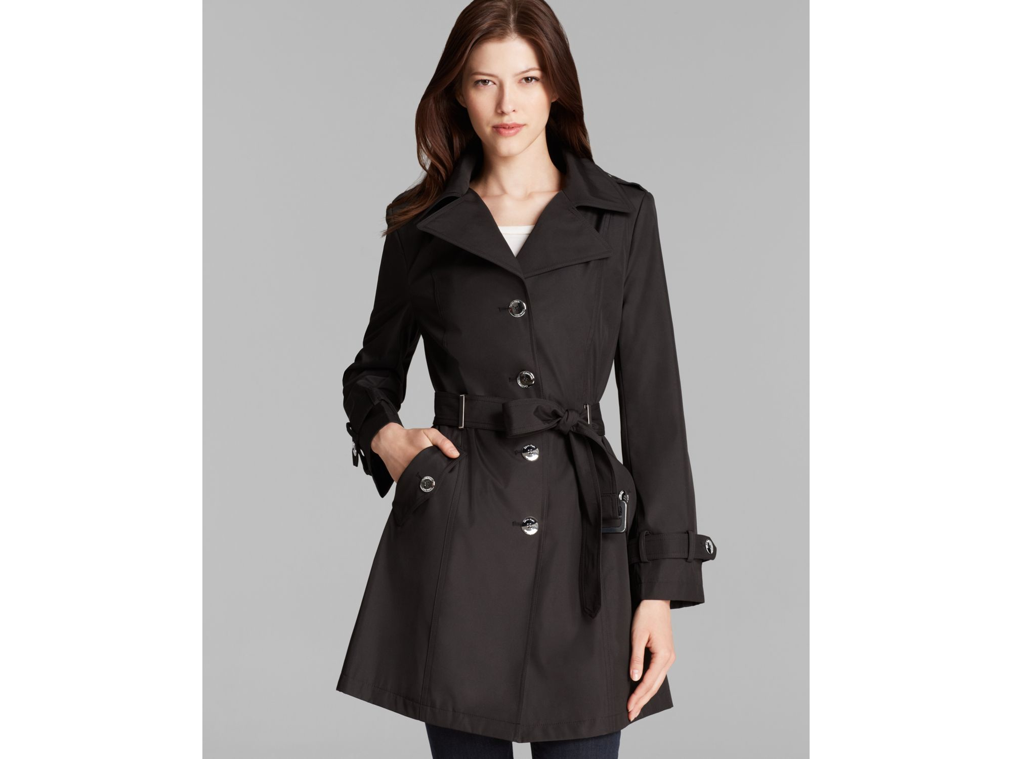 Calvin Klein Synthetic Trench Coat - Hooded Belted in Black - Lyst