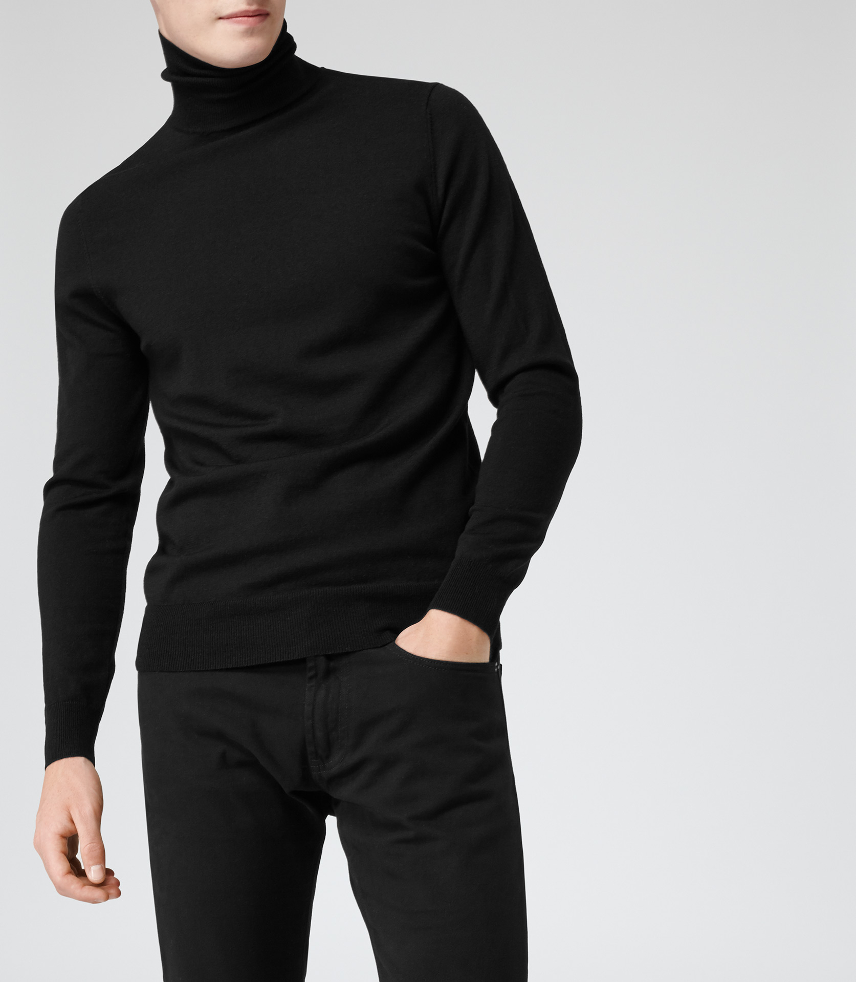 Reiss Note Merino Roll Neck Jumper In Black For Men Lyst
