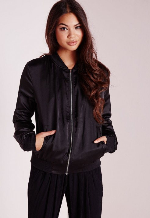 black silk bomber jacket womens