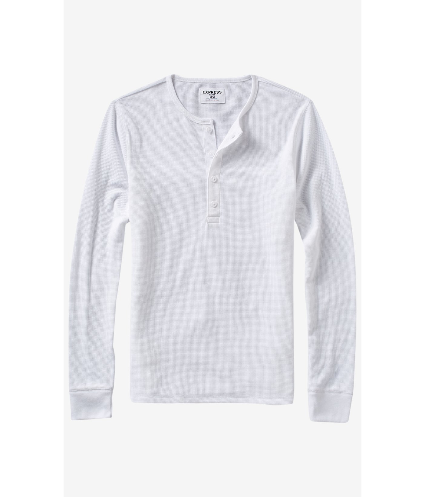 Lyst - Express Long Sleeve Waffle Knit Henley T-shirt in White for Men