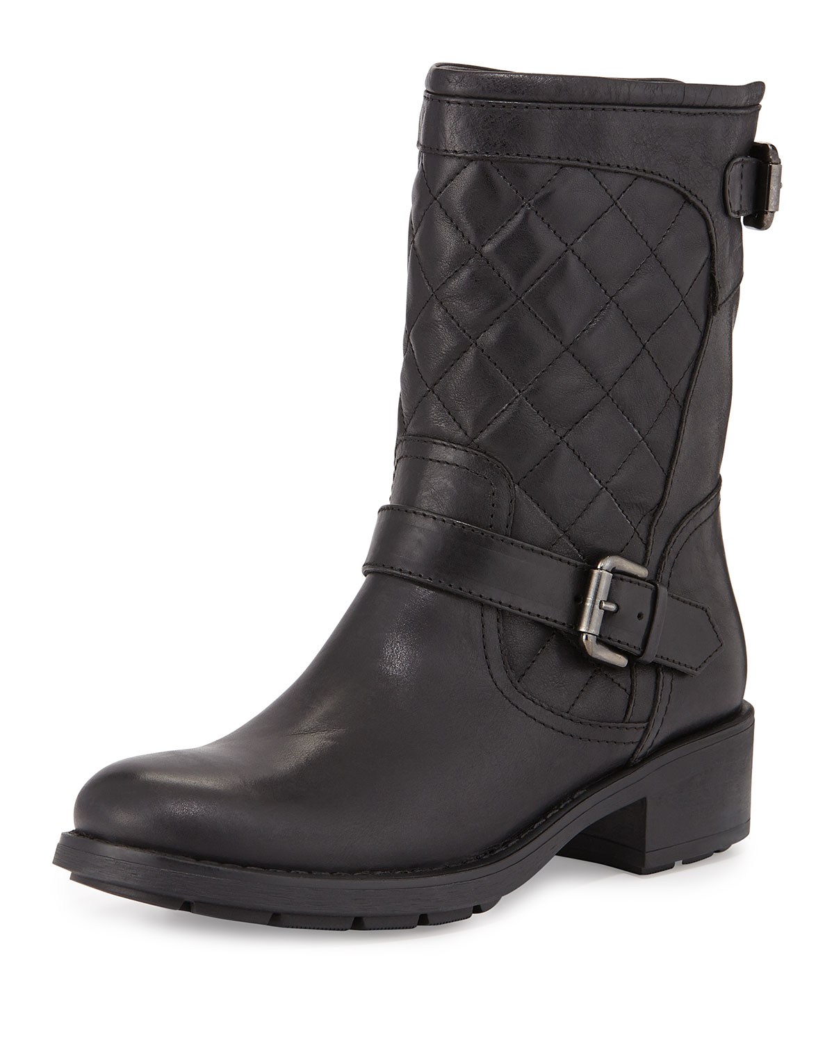 Aquatalia Sweetie Quilted Leather Moto Boot in Black - Lyst