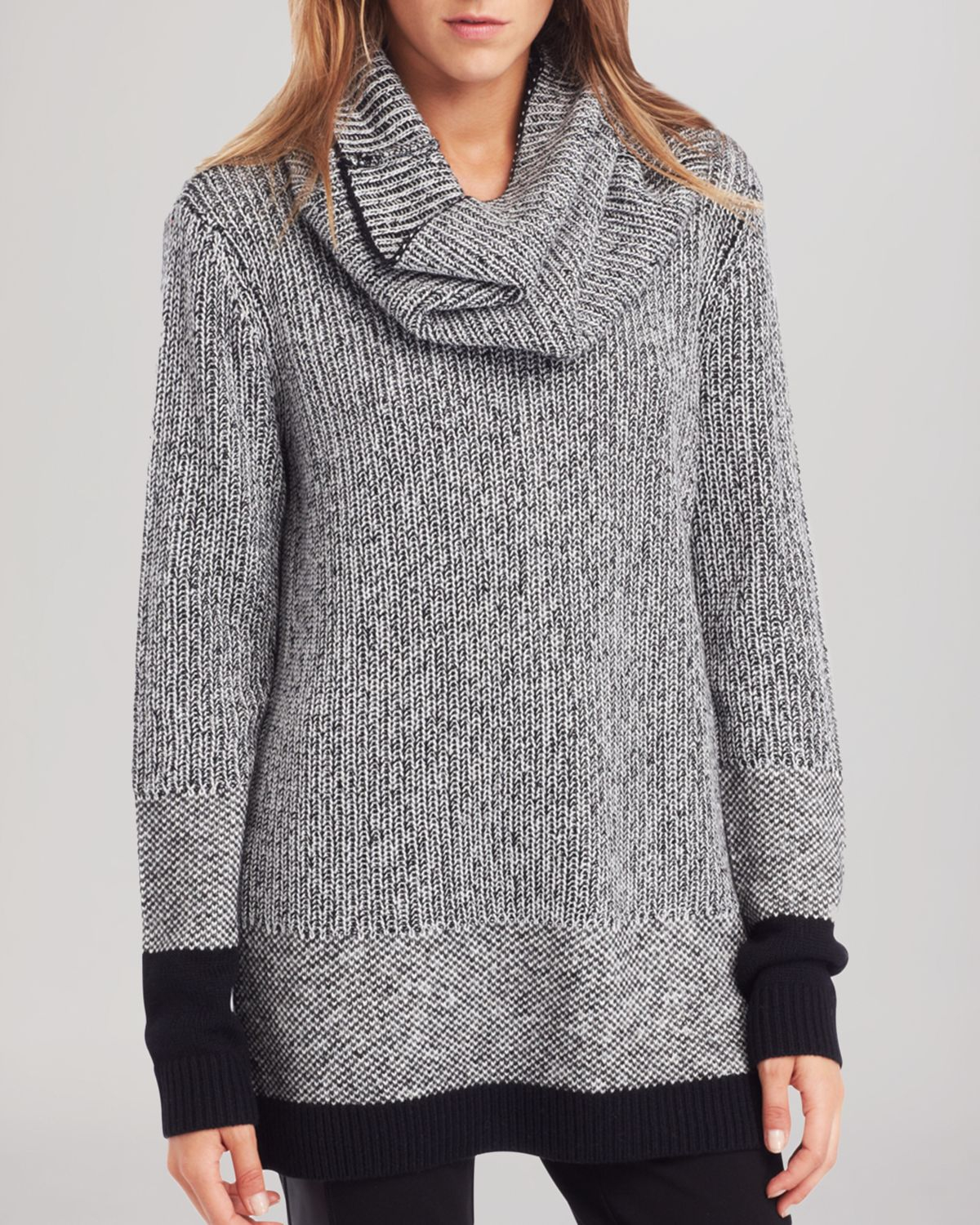 Kenneth cole London Cowl Neck Sweater in Black (Black/White) | Lyst