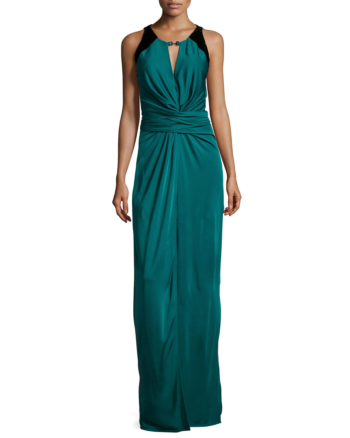 Halston Sleeveless Ruchedfront Evening Gown in Black Lyst
