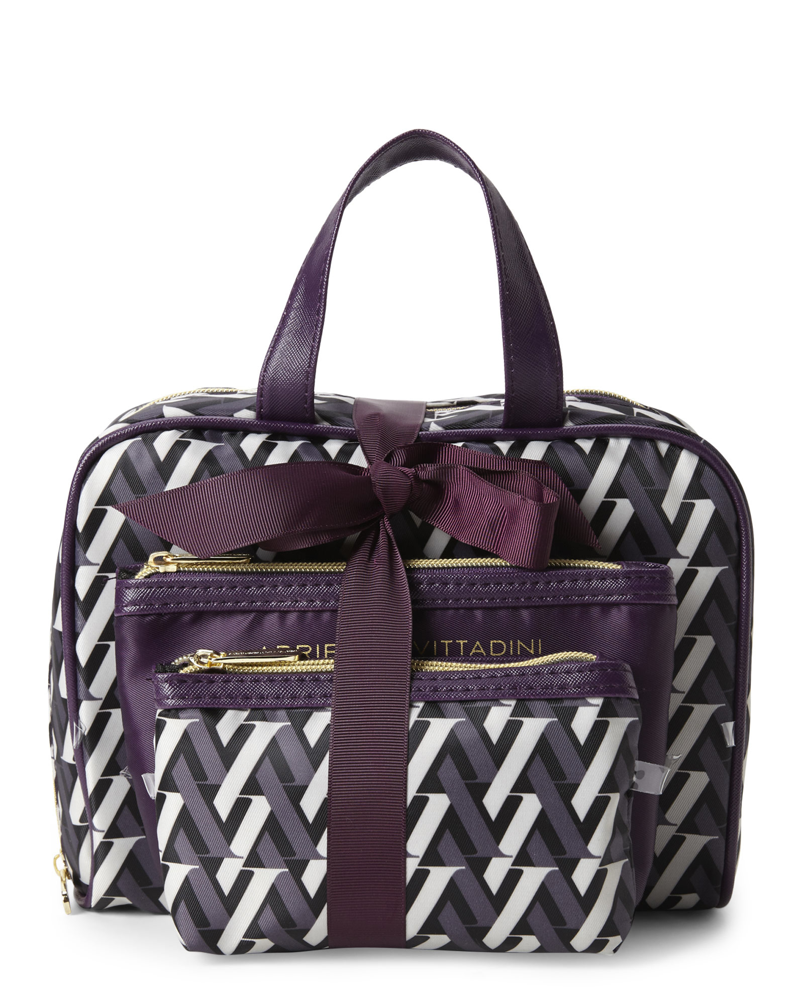 Adrienne vittadini Logo 3-Piece Cosmetic Bag Set in Purple ...