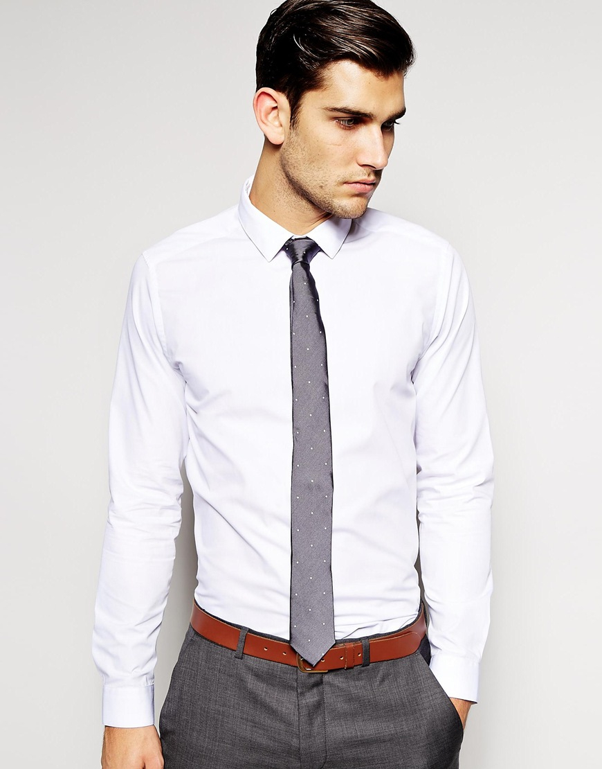 Lyst - Asos Smart Shirt And Polka Dot Tie Set Save 20% in White for Men