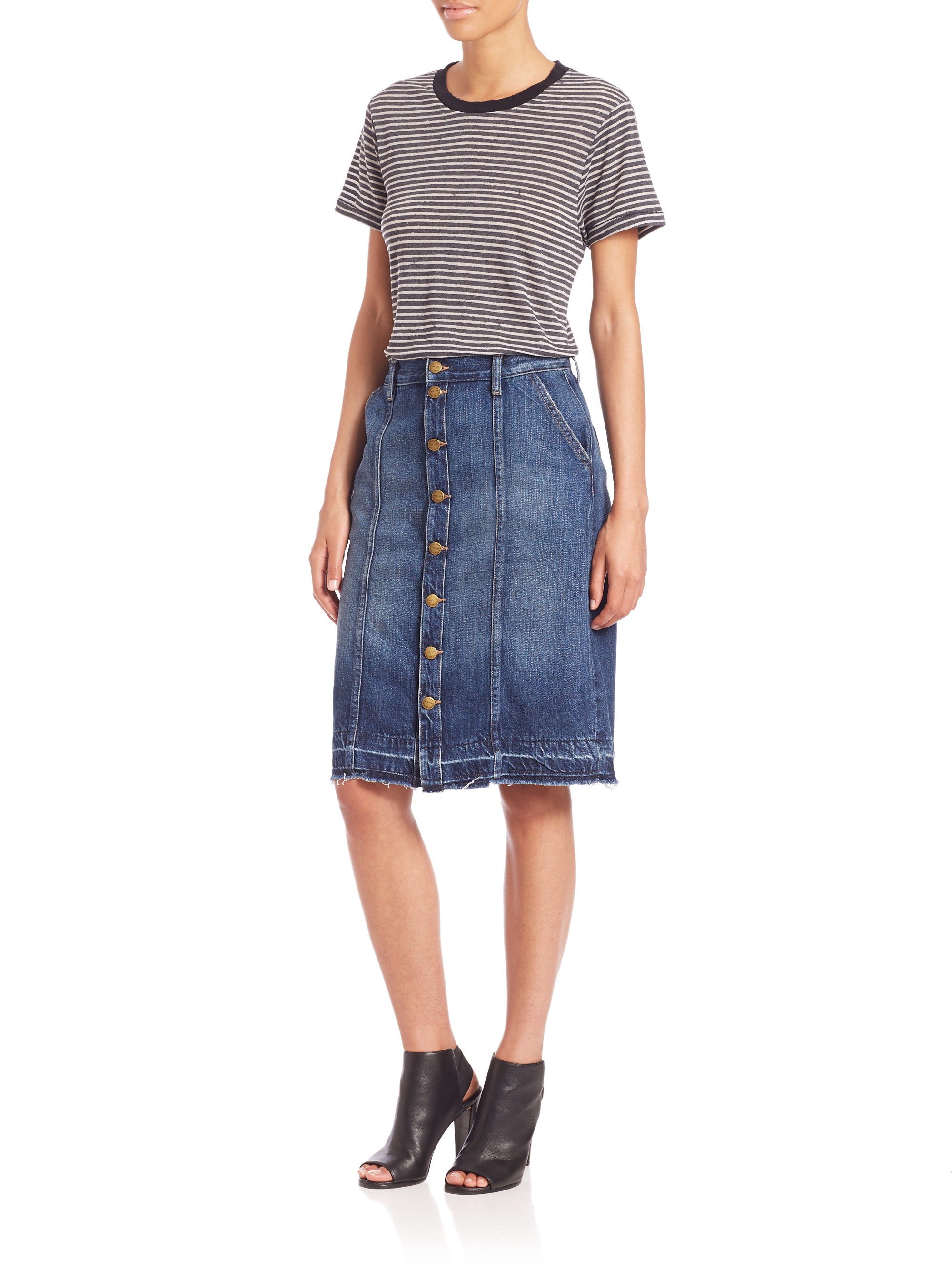 Current/Elliott Sally Button-front Denim Skirt in Blue - Lyst