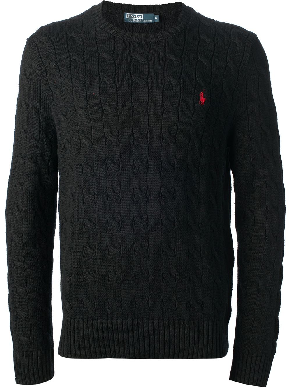 Polo Ralph Lauren Cable Knit Sweater in Black for Men - Lyst