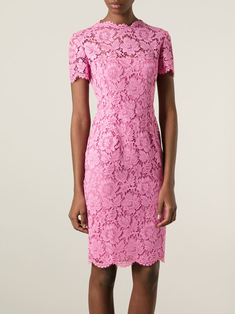 sing rendering Imitation Valentino Lace Dress in Pink | Lyst