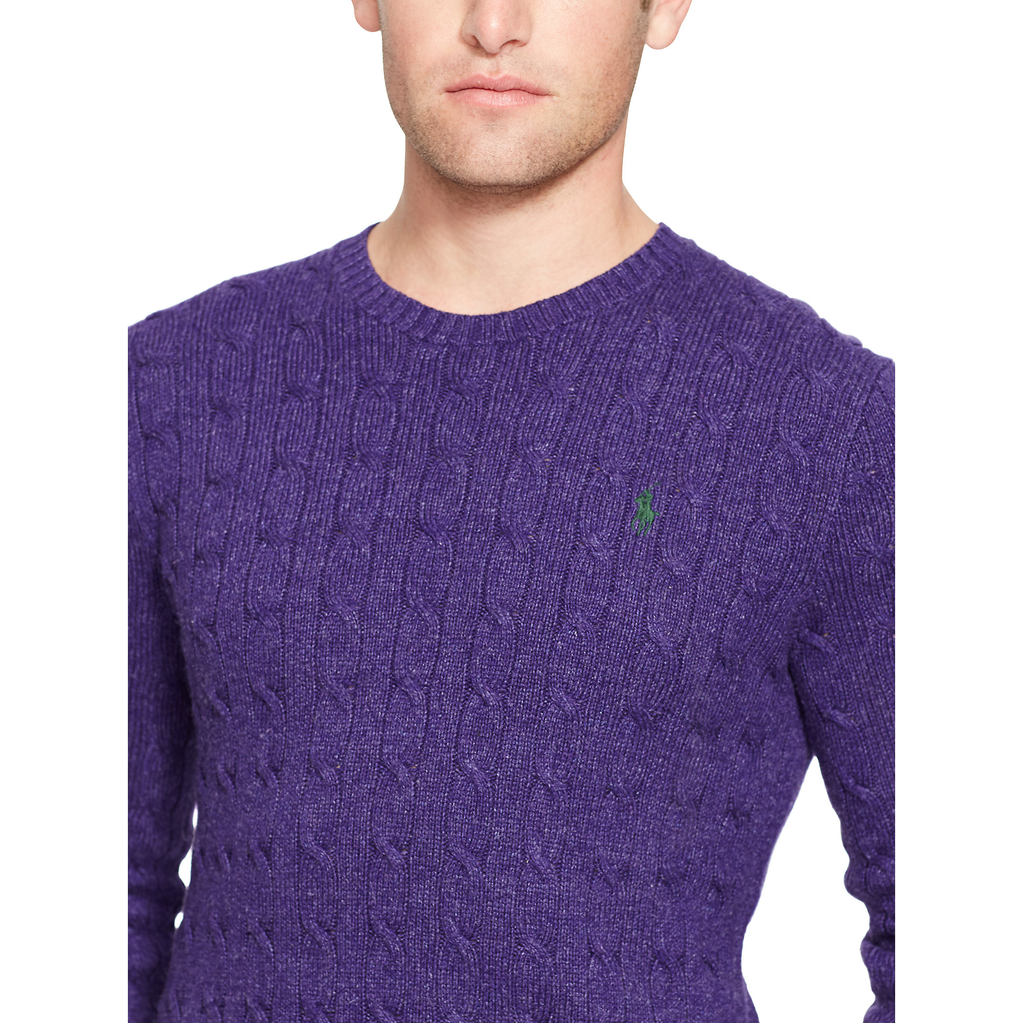Polo ralph lauren Cable-knit Tussah Silk Sweater in Purple for Men ...