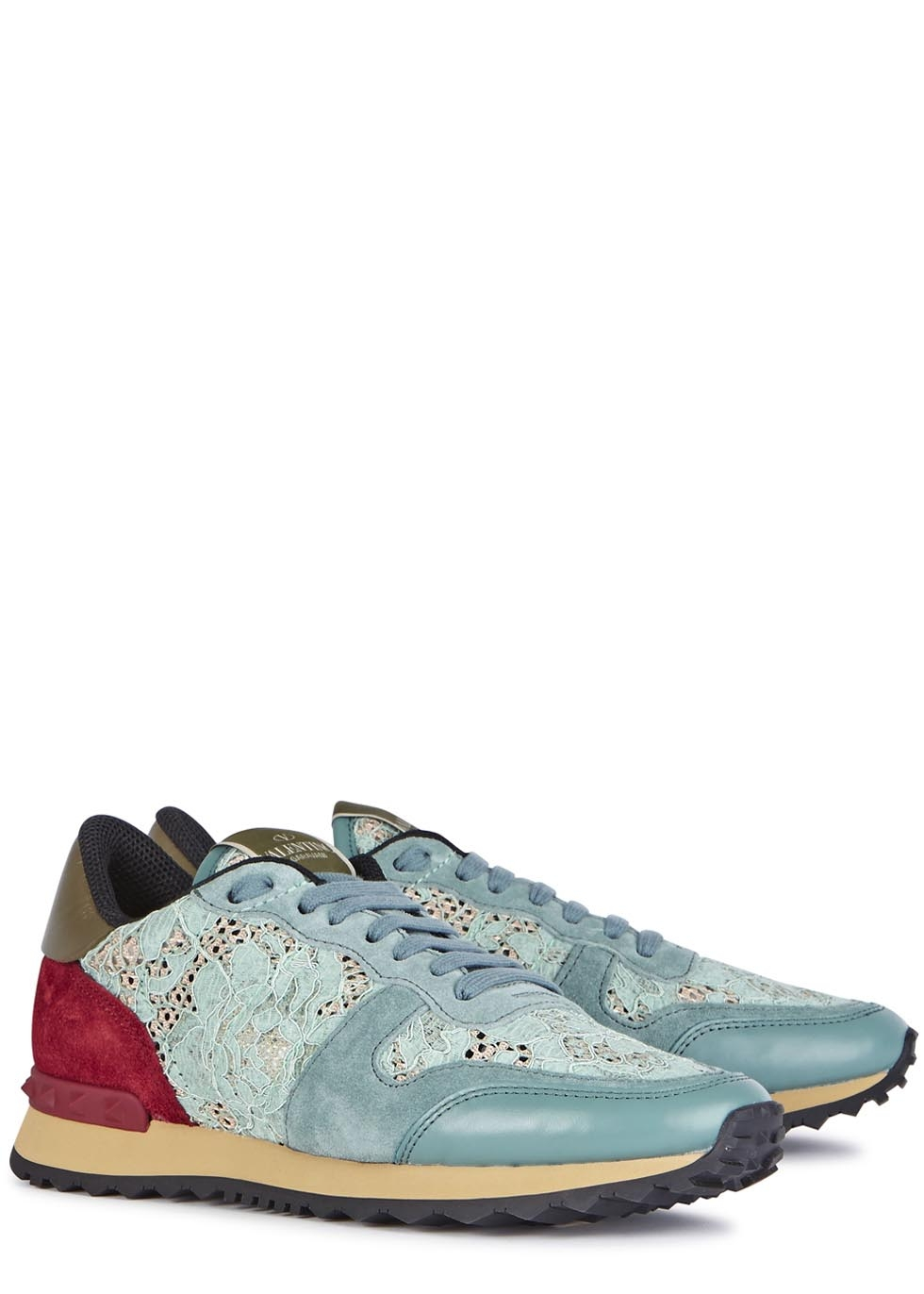 Valentino Lace Sneakers in Turquoise (Blue) - Lyst