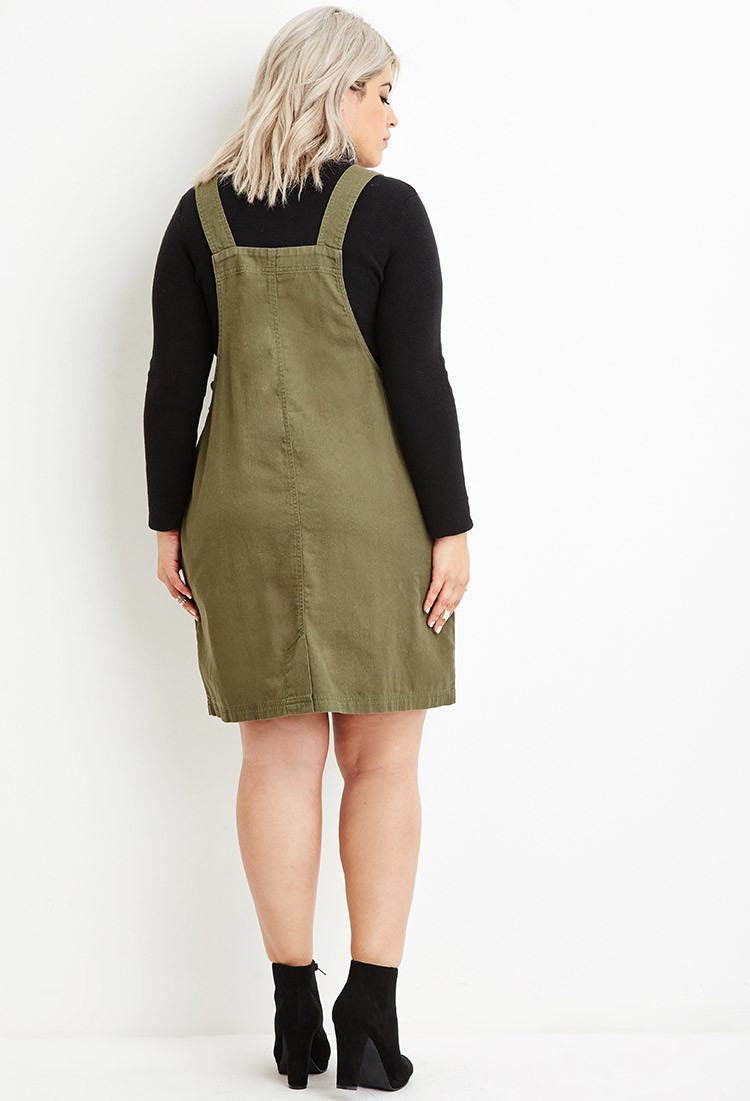 overall dress olive green