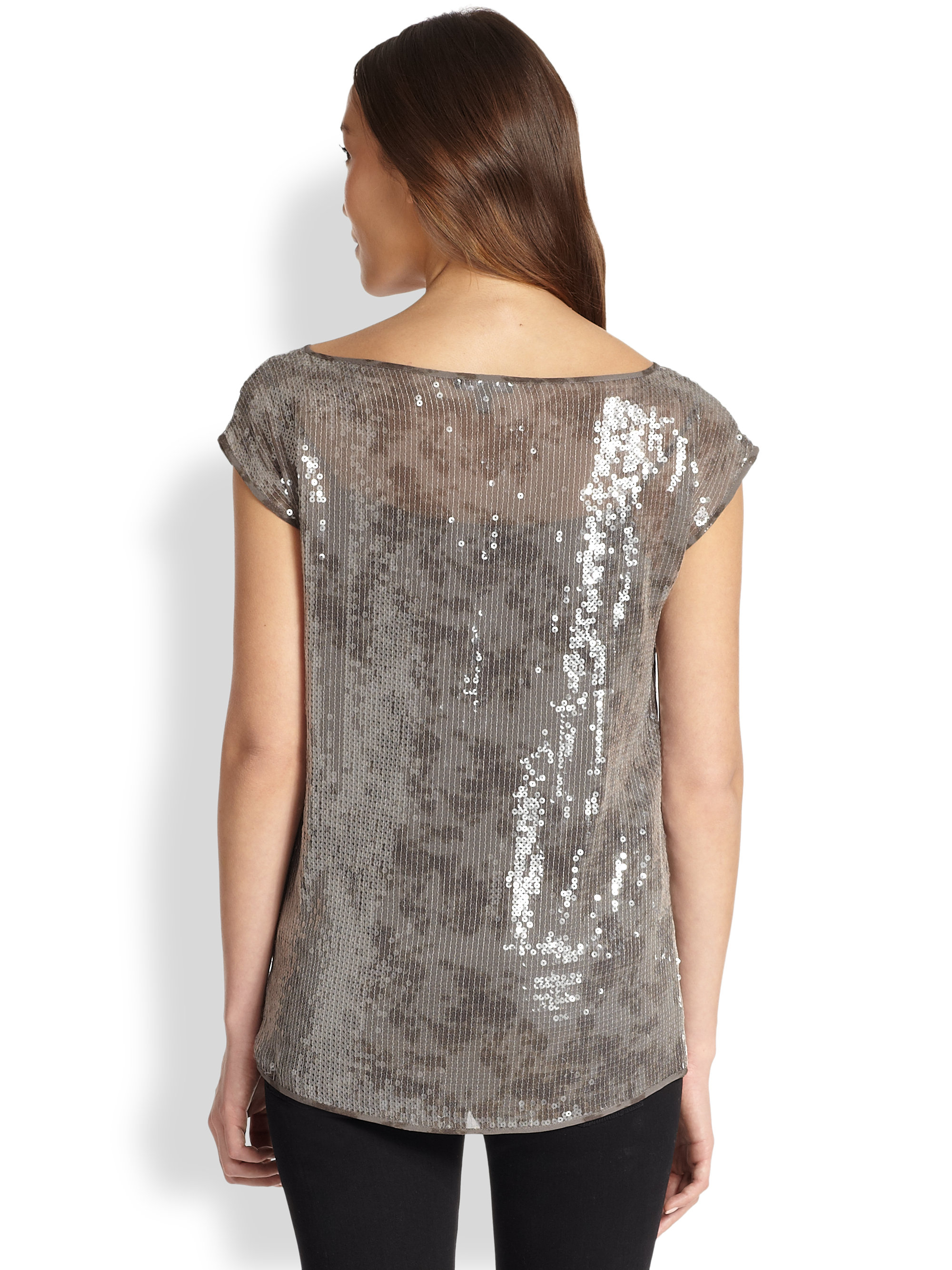Eileen Fisher Sequin Shimmer Top in Metallic Lyst