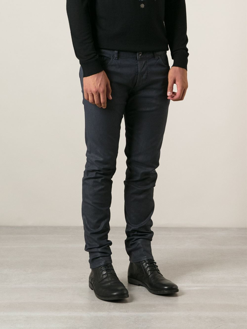 DIESEL Waxed Finish Skinny Jeans in Blue for Men - Lyst